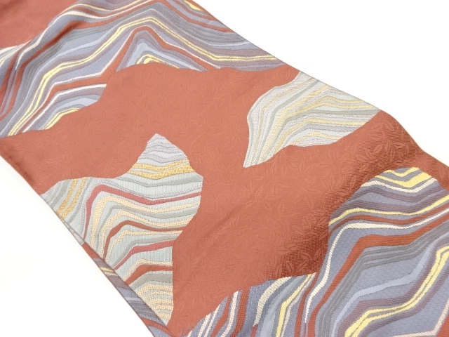 リサイクル　枝葉に抽象模様織出し名古屋帯